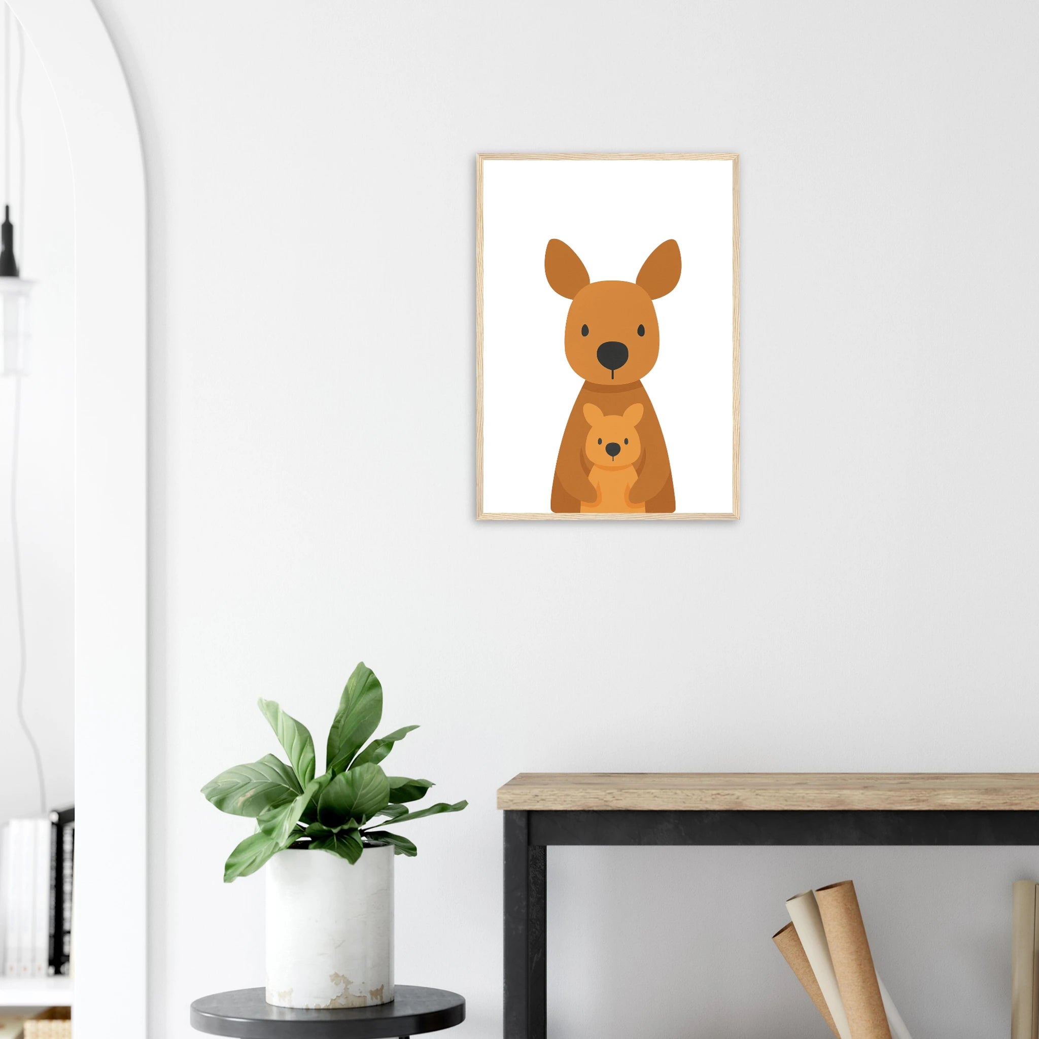# all-groups - Kangaroo with Joey – Minimalist Australian Animal Art Print | Nursery or Nature-Themed Poster - Play By Print