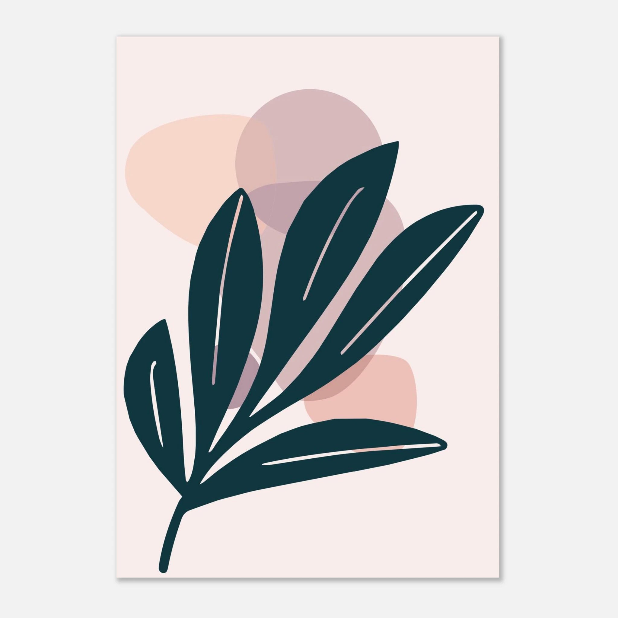 Unframed - Midnight Leaf & Blush Shapes Modern Abstract Wall Art - Jerin