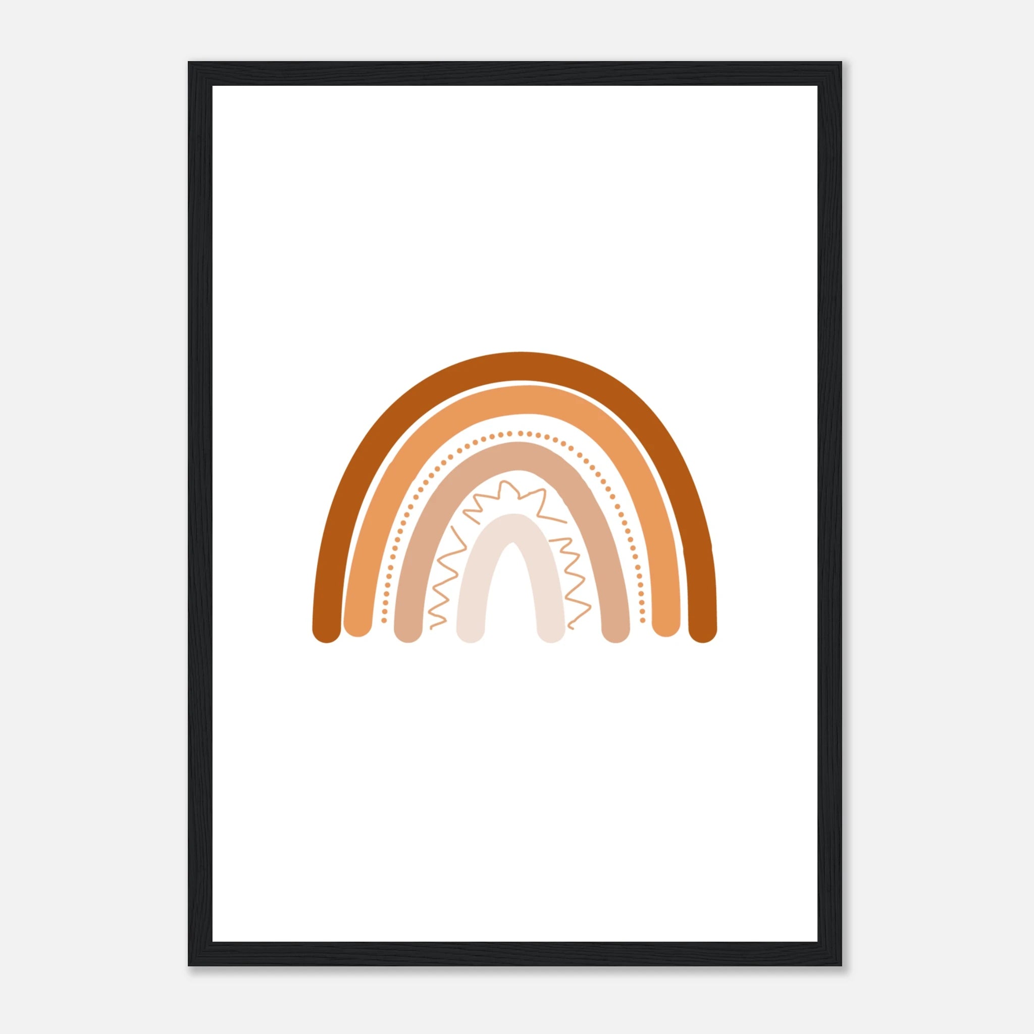 Black frame - Earthy Rust Boho Rainbow Wall Art - Jerin