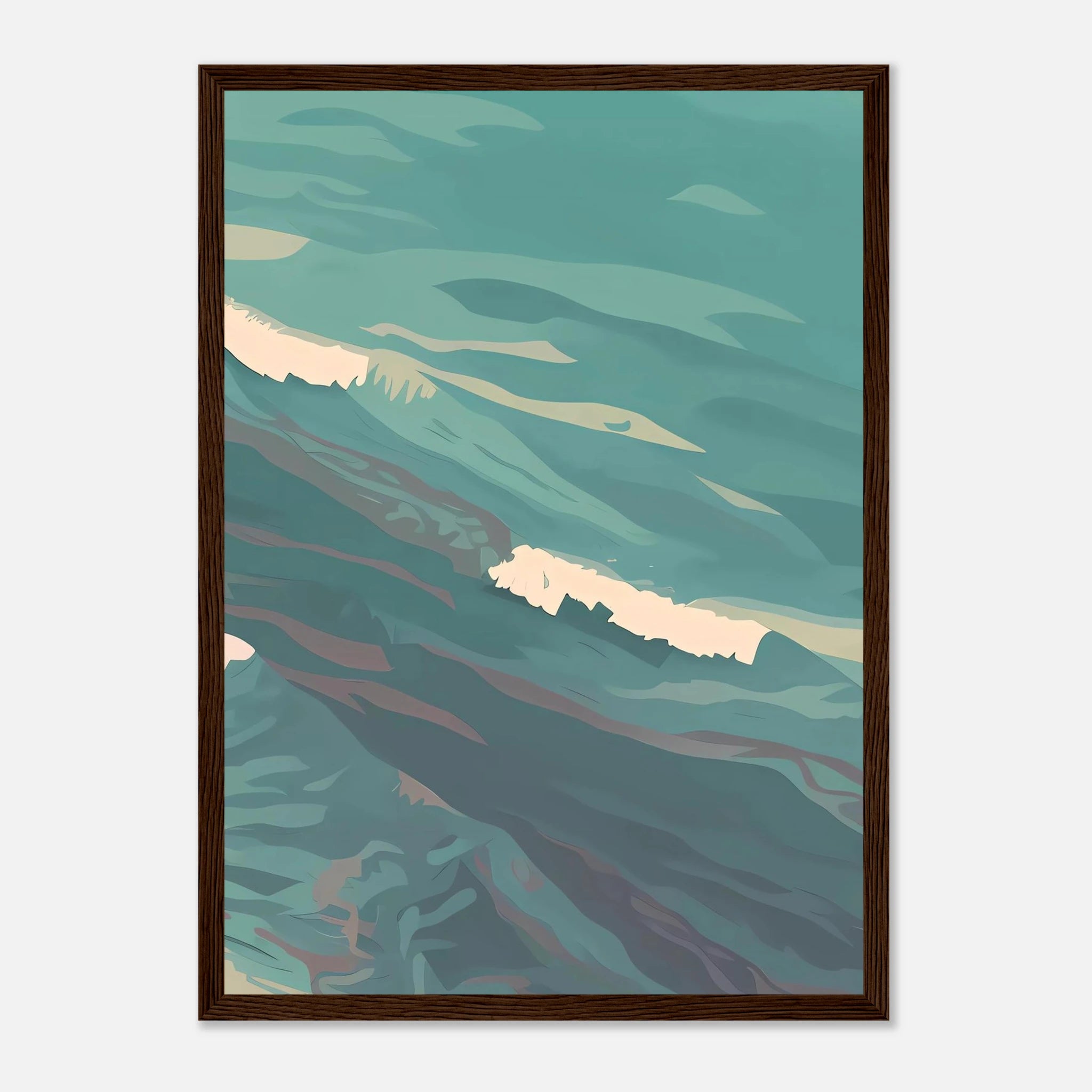Dark wood frame - Coastal Horizon Abstract Wall Art | Right Panel - Play By Print