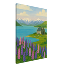 Canvas 50x70 cm 20x28″ - Lake Tekapo Lupins & Church – New Zealand Landscape Canvas Wall Art - Play By Print