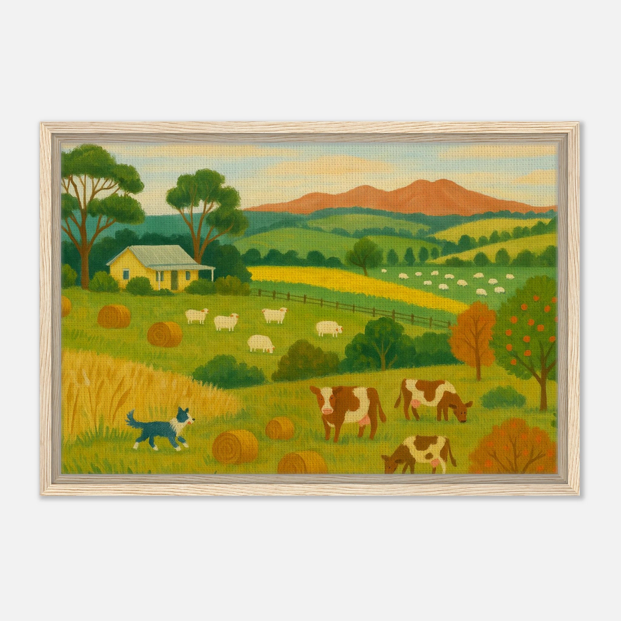 Wood frame 40x60 cm 16x24″ - Australian Farm Life Landscape Canvas Wall Art - Play By Print
