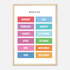 Wood frame - Months of the Year Poster – Bright & Colourful Educational Print for Kids - Elena