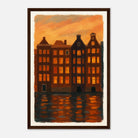 Dark wood frame 30x45 cm 12x18″ - Golden Reflections – Amsterdam Canal Houses at Sunset Wall Art Print - Play By Print