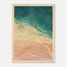 Wood frame - Golden Shoreline – Textured Coastal Abstract Print in Teal & Sand - Daisy