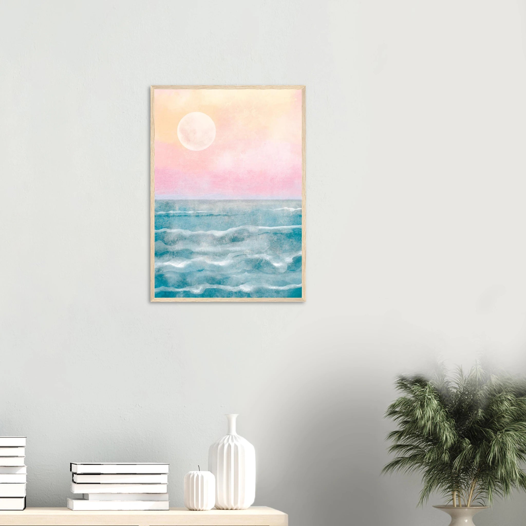 # all-groups - Cotton Candy Horizon – Serene Ocean Sunrise Watercolour Print - Daisy
