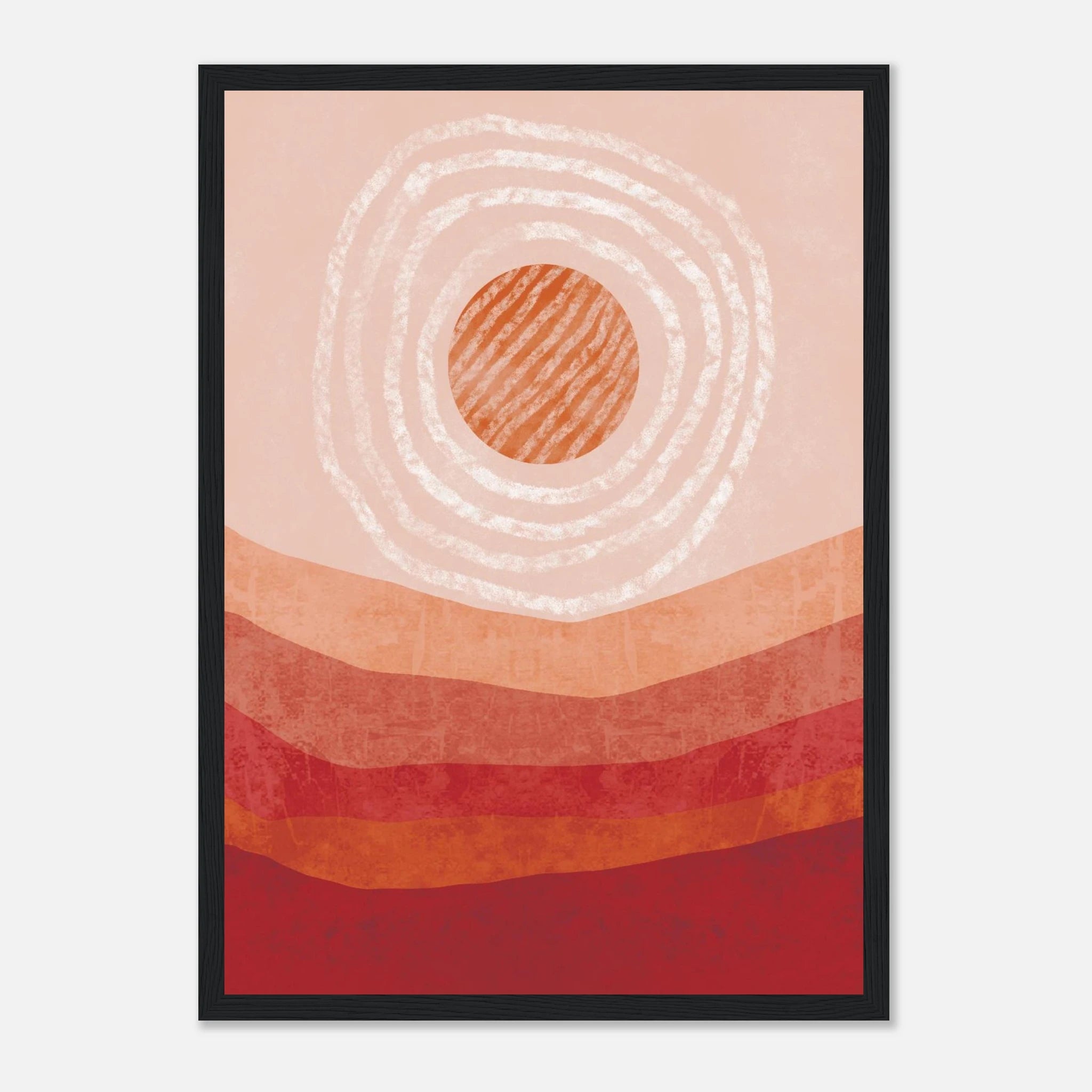 Black frame - Solar Bloom – Abstract Sunrise Wall Art in Terracotta Tones - Daisy