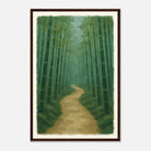 Dark wood frame 40x60 cm 16x24″ - Bamboo Forest Path – Gouache Landscape Art Print - Play By Print