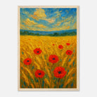 Wood frame A3 (29.7 x 42 cm) - Golden Poppy Field Print | Vibrant Impressionist Landscape - Play By Print