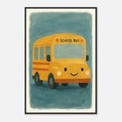 Black frame 60x90 cm 24x36″ - Happy School Bus – Whimsical Nursery Art Print - Play By Print