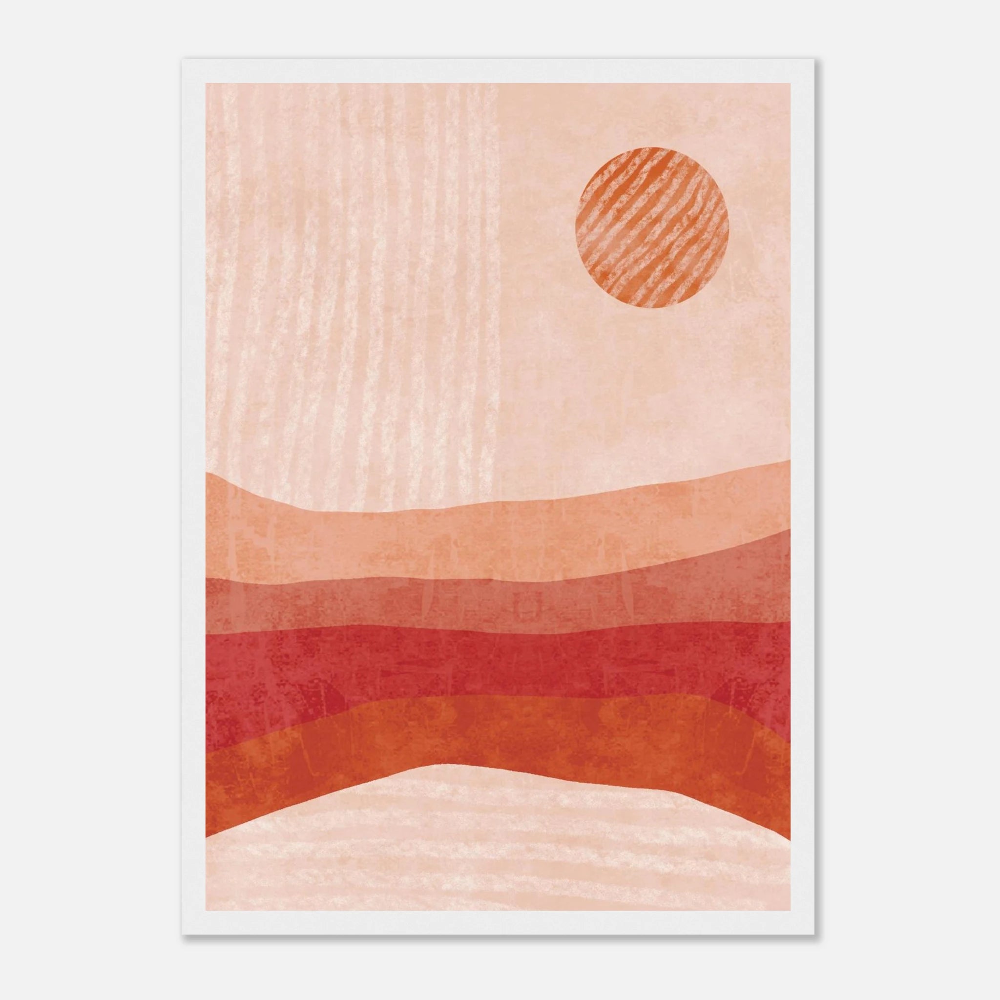 White frame - Terracotta Sun – Minimalist Abstract Desert Landscape Print - Daisy