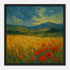 Black frame 30x30 cm 12x12″ - “Whispers in the Wheat” | Dreamy Poppy Field Landscape - Play By Print