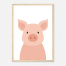 Wood frame - Pig – Minimalist Farm Animal Art Print - Play By Print