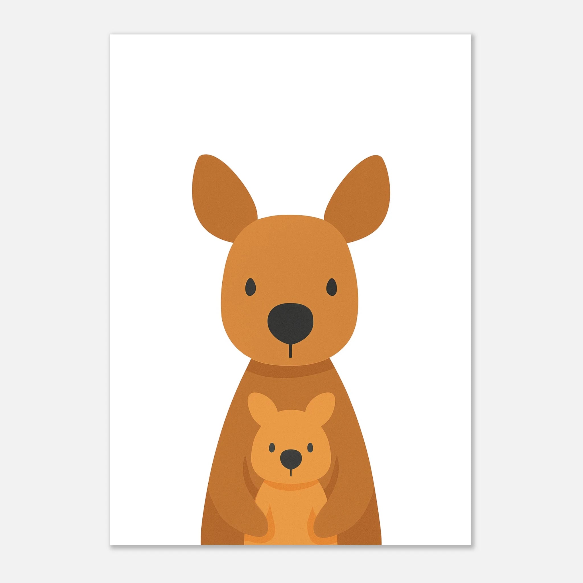 Unframed - Kangaroo with Joey – Minimalist Australian Animal Art Print | Nursery or Nature-Themed Poster - Play By Print