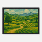 Black frame 21x29.7 cm 8x12" - “Winding Through Green” | Rolling Hills Countryside Print - Play By Print