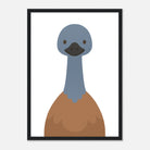 Black frame - Emu – Minimalist Australian Animal Art Print | Native Bird Poster for Nursery or Classroom - Play By Print