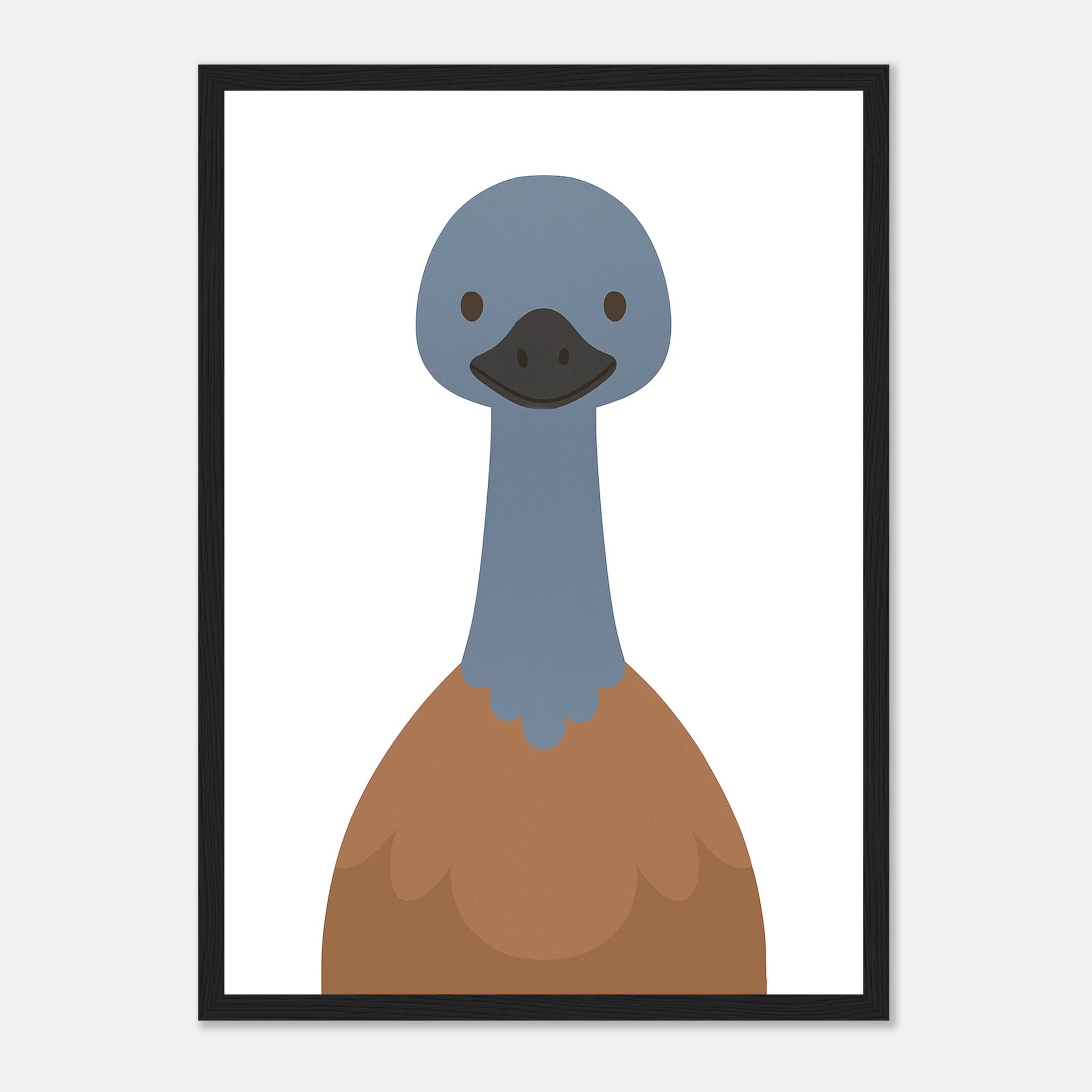 Black frame - Emu – Minimalist Australian Animal Art Print | Native Bird Poster for Nursery or Classroom - Play By Print