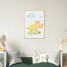 # all-groups - Yellow Dinosaur Nursery Print | Cute Triceratops Wall Art for Kids - Iris