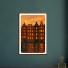 # all-groups - Golden Reflections – Amsterdam Canal Houses at Sunset Wall Art Print - Play By Print