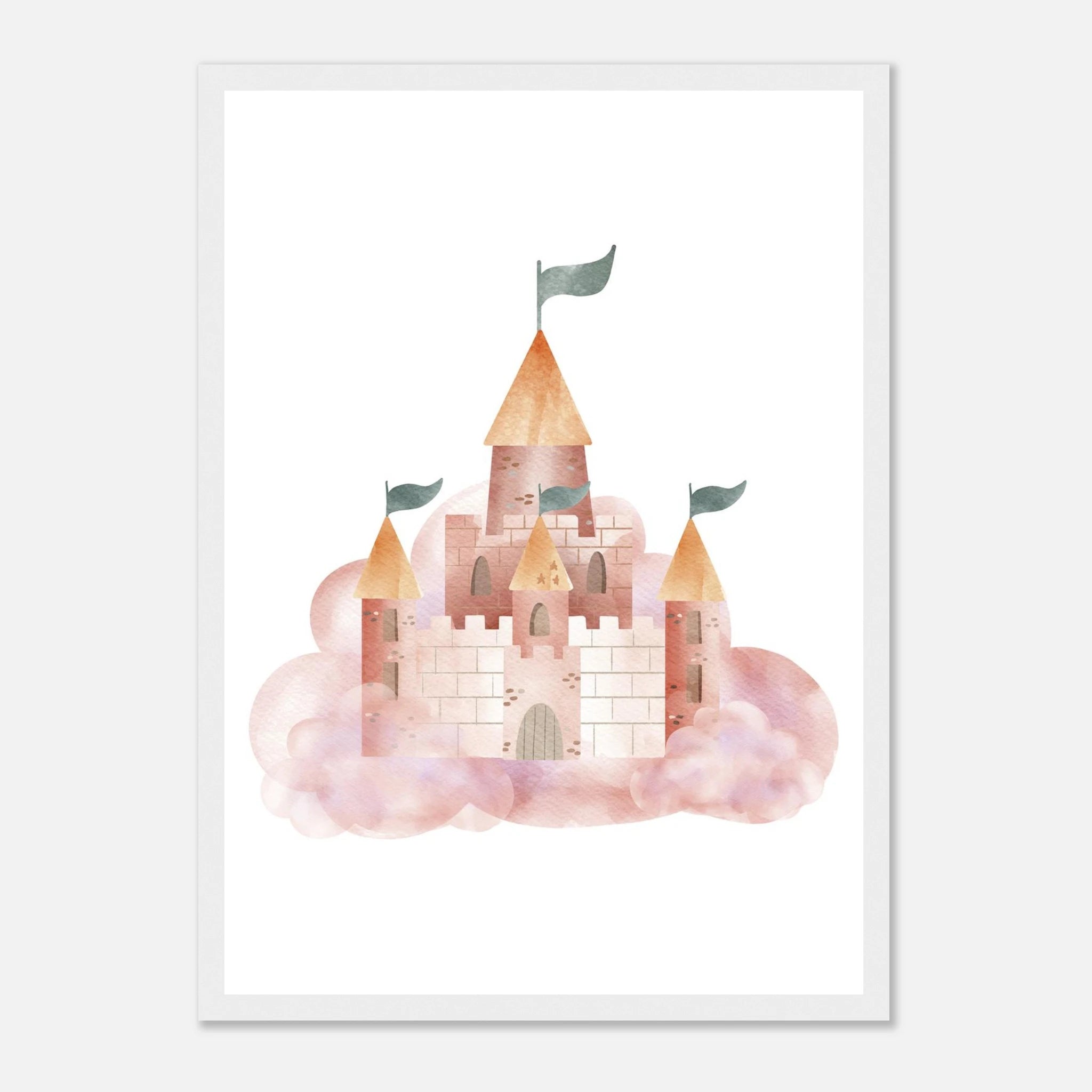 White frame - Watercolour Princess Castle Wall Art - Olga