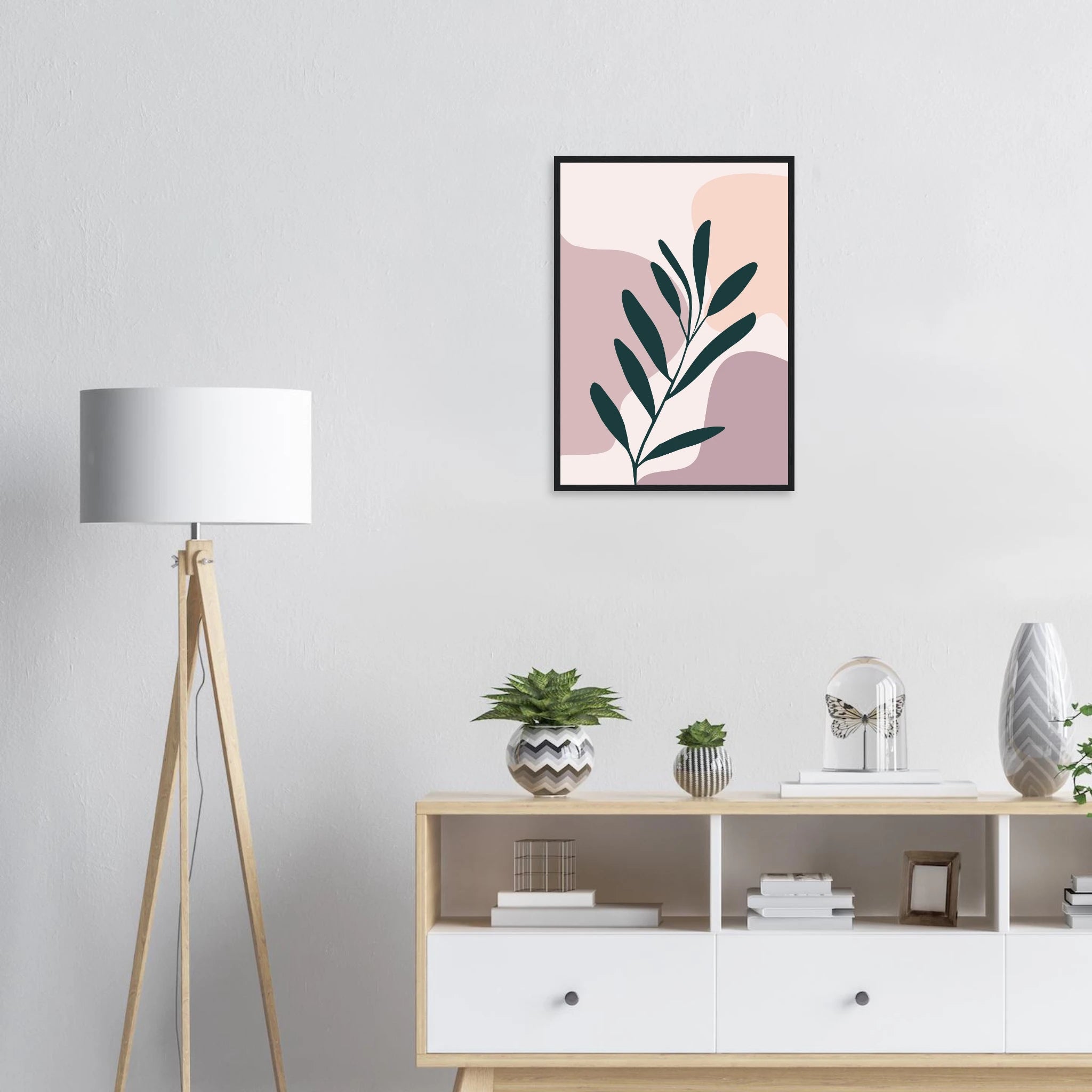# all-groups - Olive Branch on Blush Modern Abstract Wall Art - Jerin