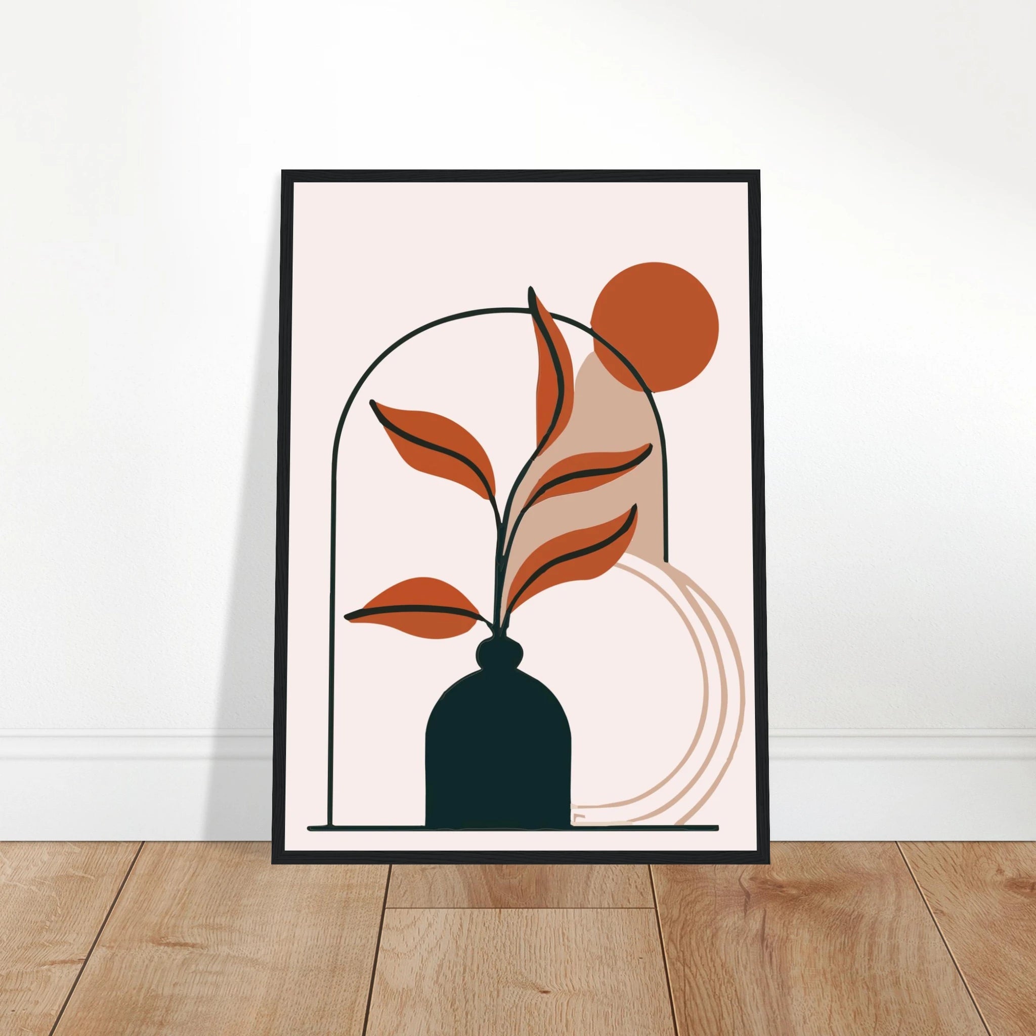 # all-groups - Terracotta Leaves in Vase Modern Abstract Wall Art - Jerin