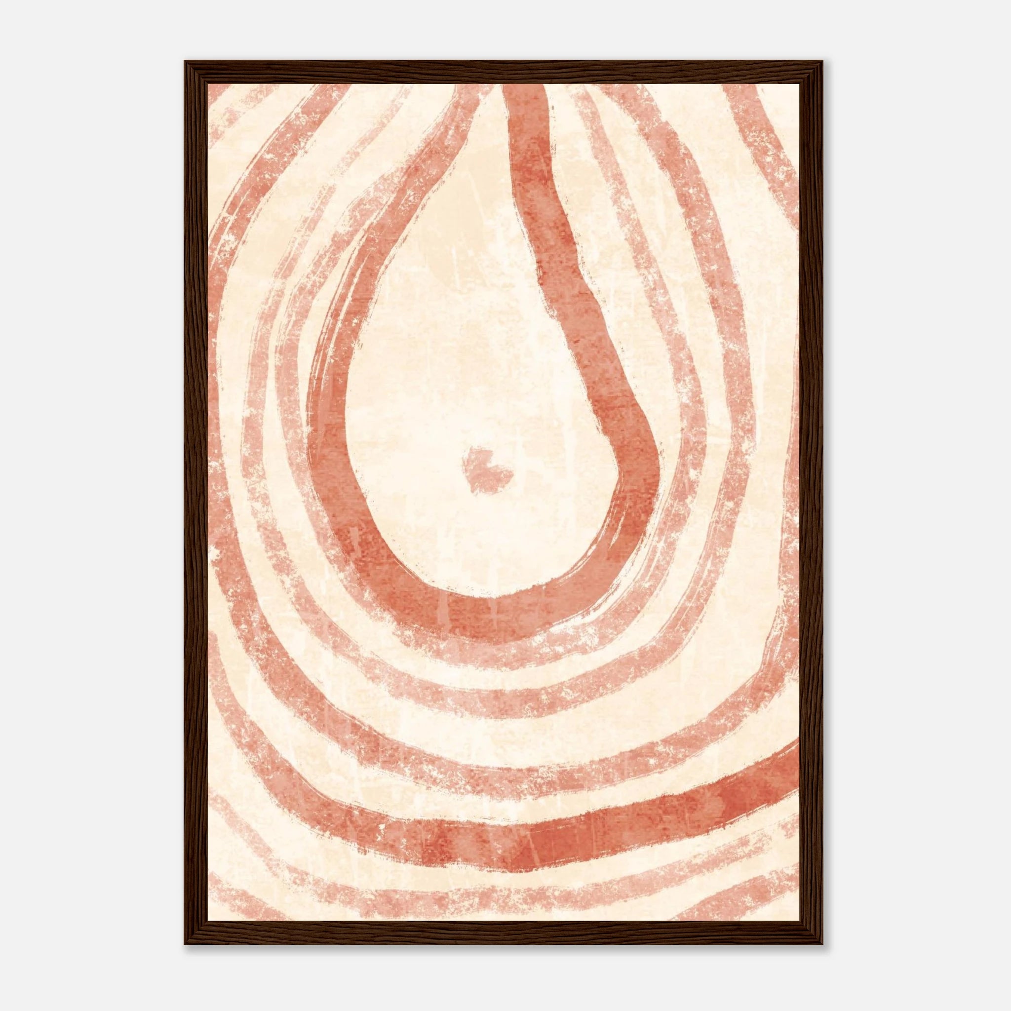 Dark wood frame - Terracotta Rings – Abstract Organic Form Wall Art Print - Daisy
