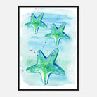 Black frame A2 (42 x 59.4 cm) - Tide Treasures – Watercolour Starfish Art Print 🌟🩵 - Play By Print