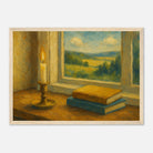 Wood frame A3 (29.7 x 42 cm) - “Golden Light & Quiet Pages” | Candlelit Window Still Life - Play By Print