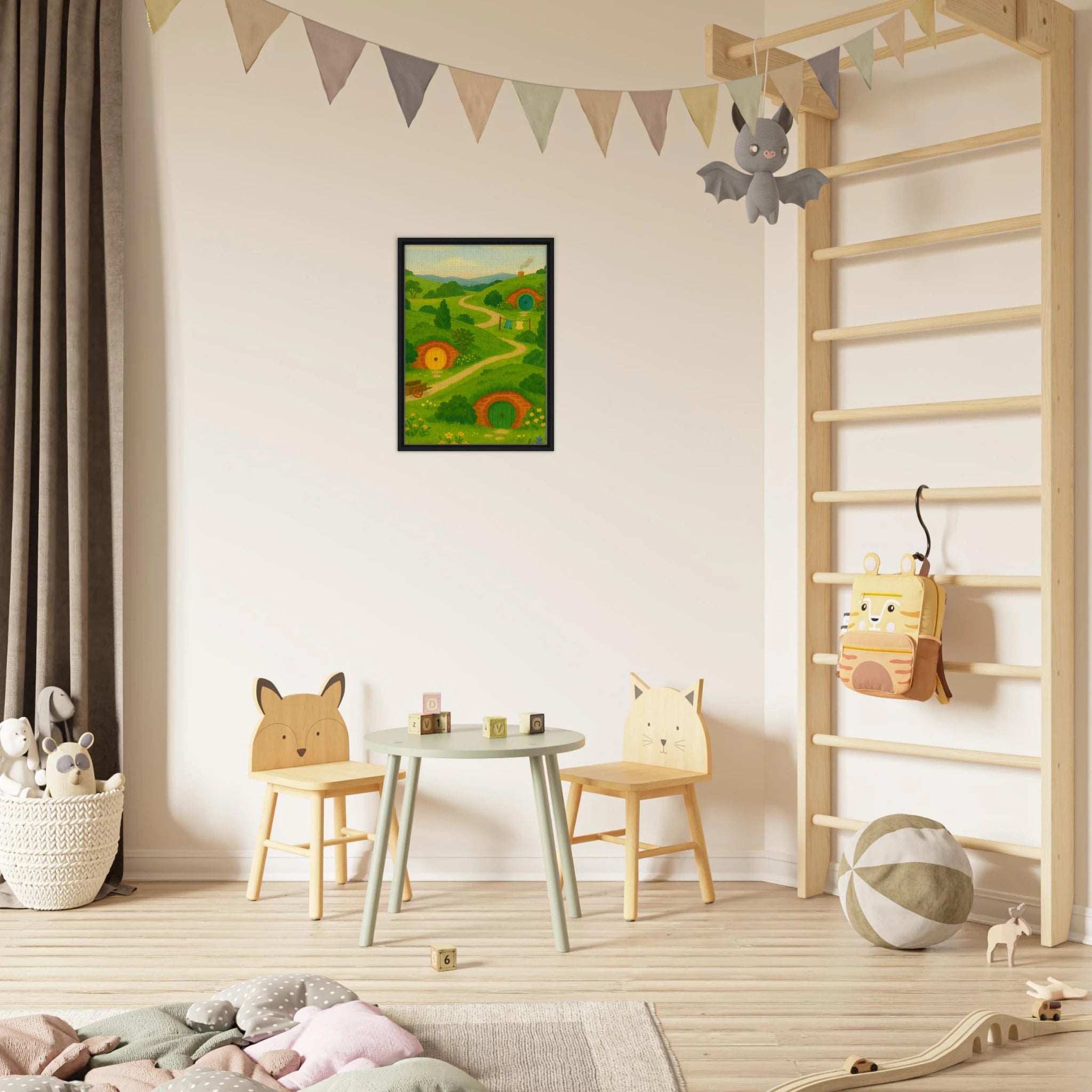 # all-groups - Hillside Hobbiton – New Zealand Hobbit Movie Set Canvas Wall Art - Play By Print