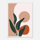 White frame - Sage Leaves & Terracotta Sun Modern Abstract Wall Art - Jerin