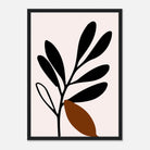Black frame - Black Botanical Silhouette with Terracotta Leaf Wall Art - Jerin