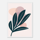 White frame - Midnight Leaf & Blush Shapes Modern Abstract Wall Art - Jerin