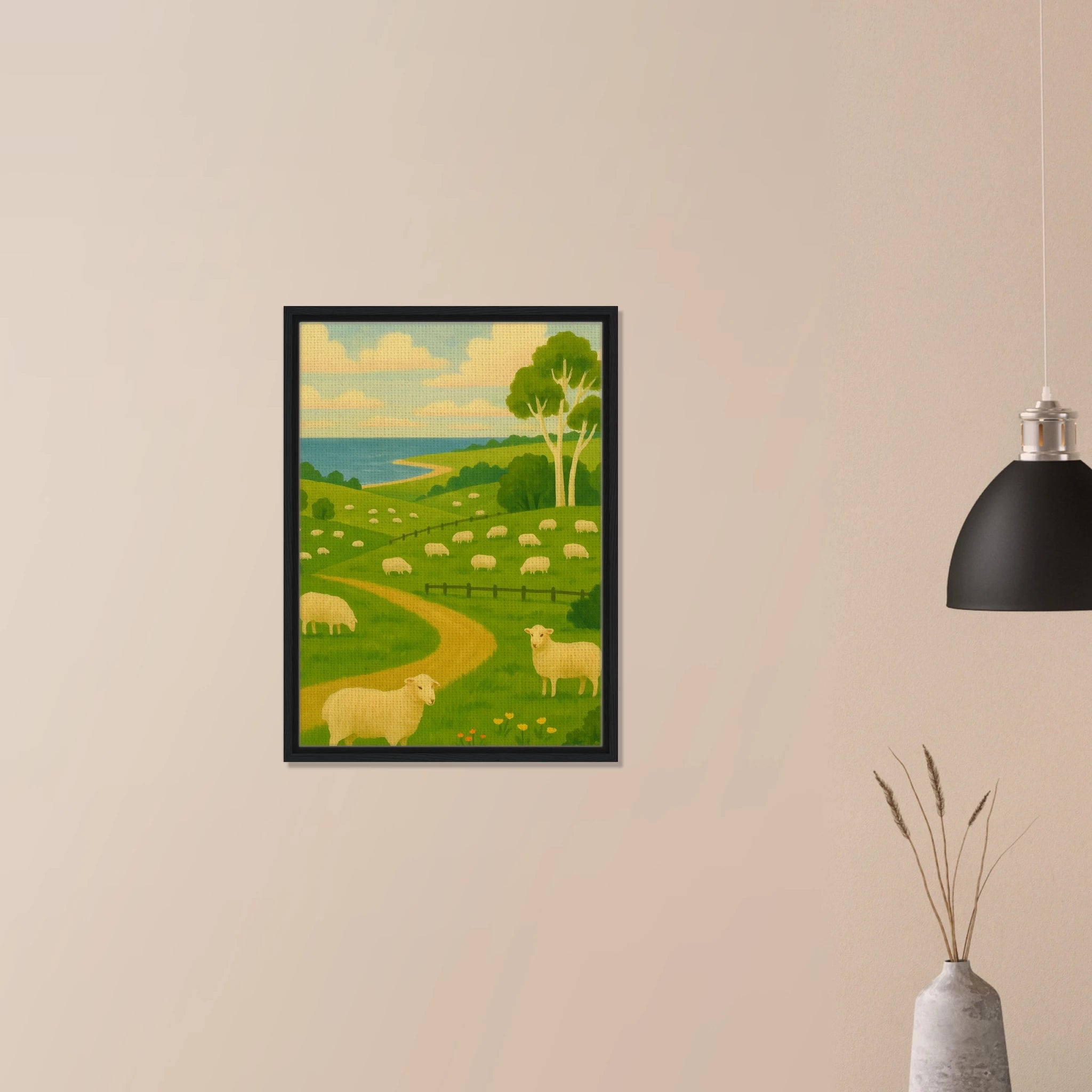 # all-groups - Coastal Sheep Meadow – Australian Pasture Canvas Wall Art - Play By Print