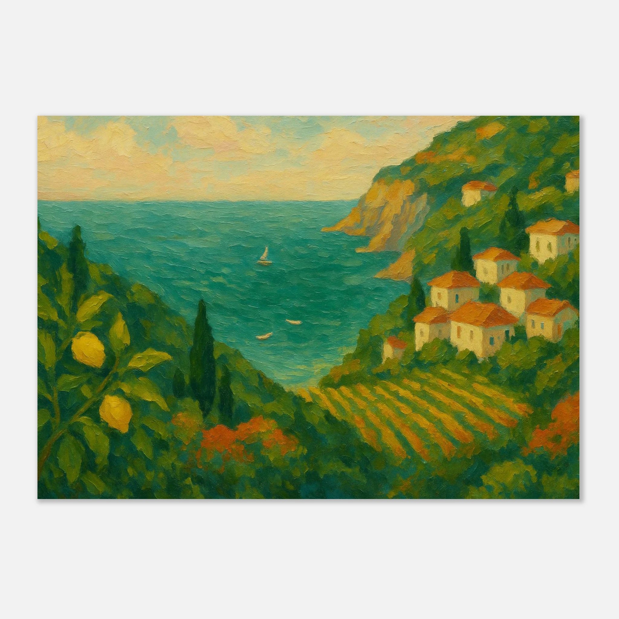 Unframed A2 (42 x 59.4 cm) - “Lemon Coast Daydream” | Amalfi-Inspired Coastal - Play By Print