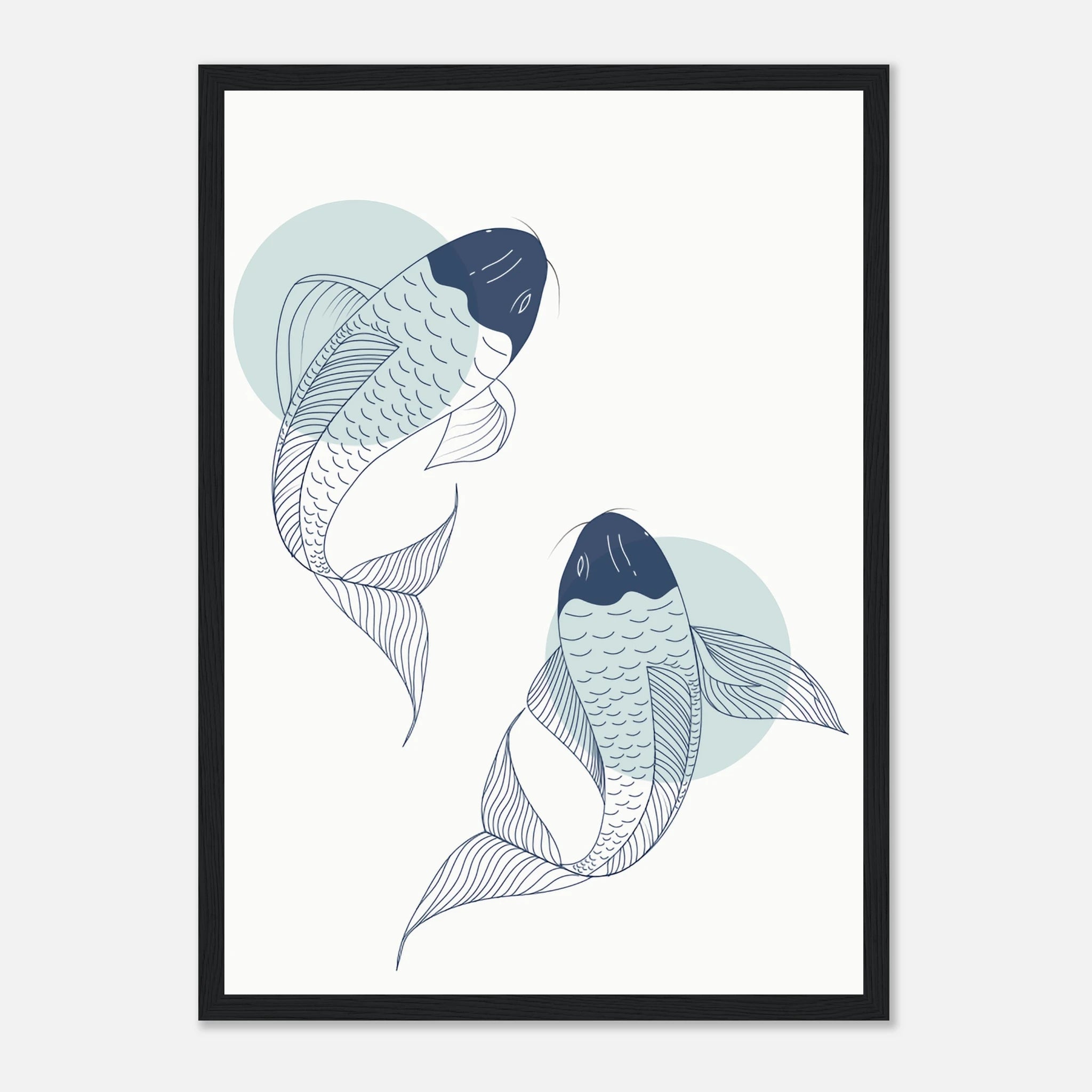 Black frame - Minimalist Koi Fish Art Print - Jerin
