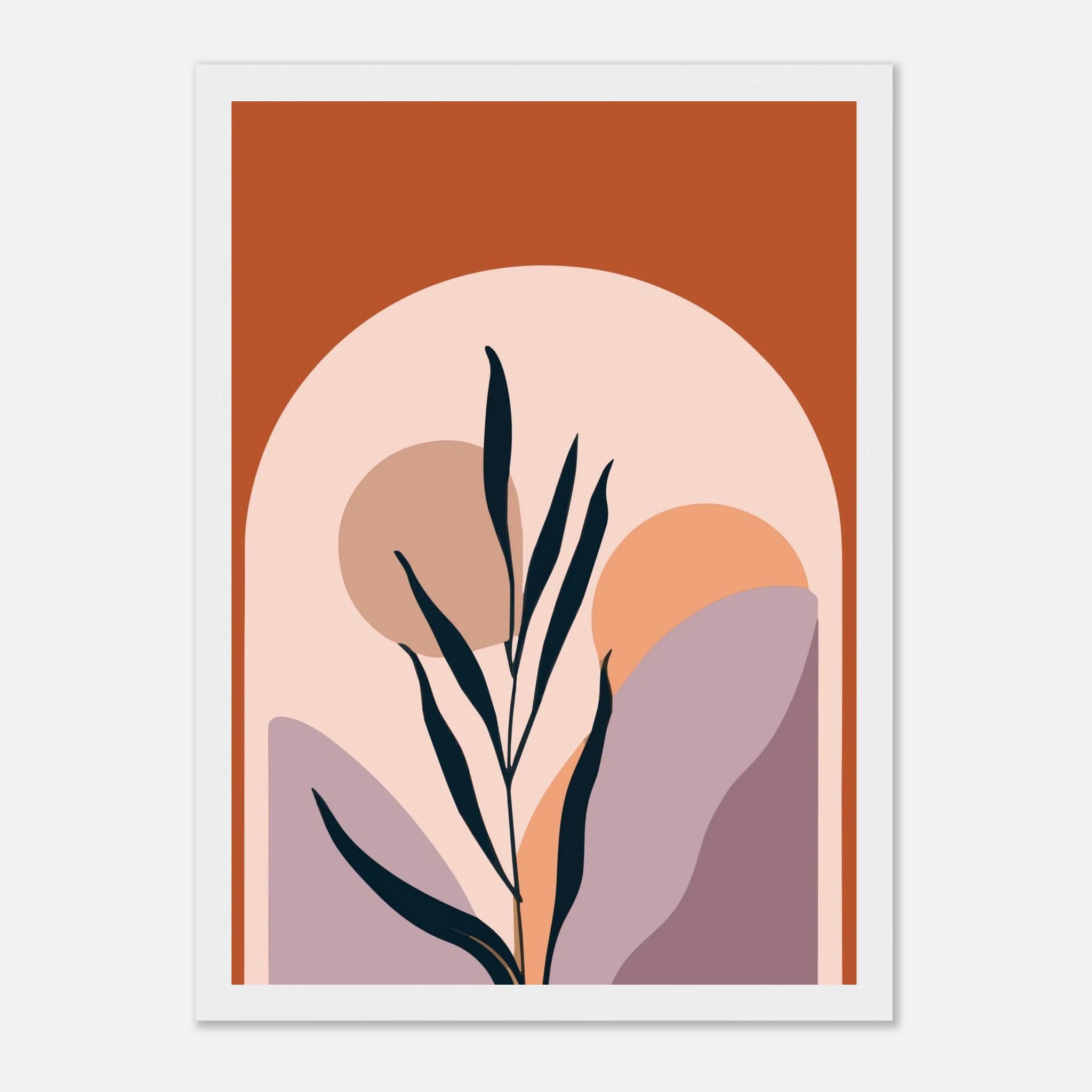 White frame A4 (21x29.7 cm 8x12") - Botanic Sunrise Modern Abstract Wall Art - Jerin