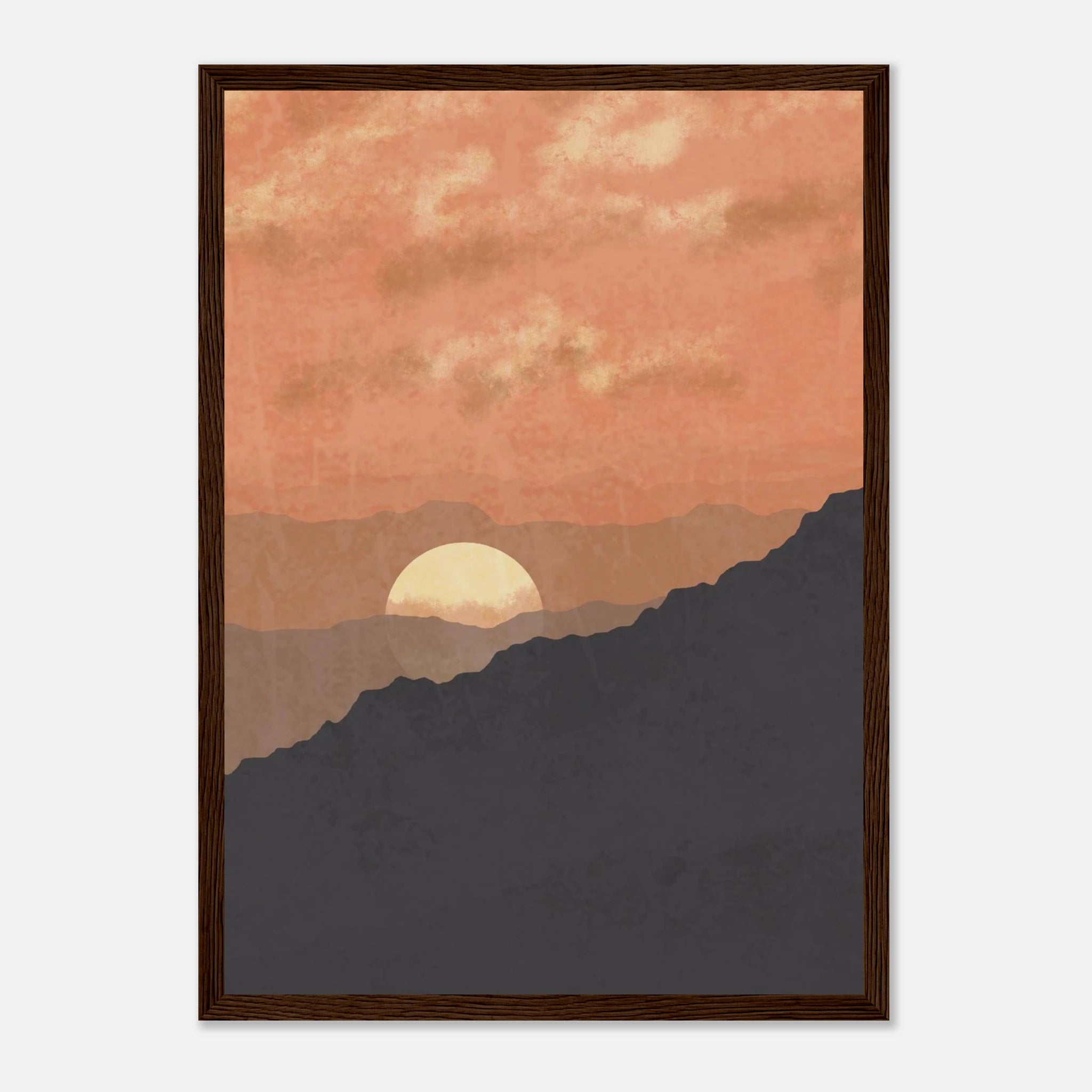 Dark wood frame - Amber Dusk – Abstract Mountain Sunset Wall Art by Daisy - Play By Print