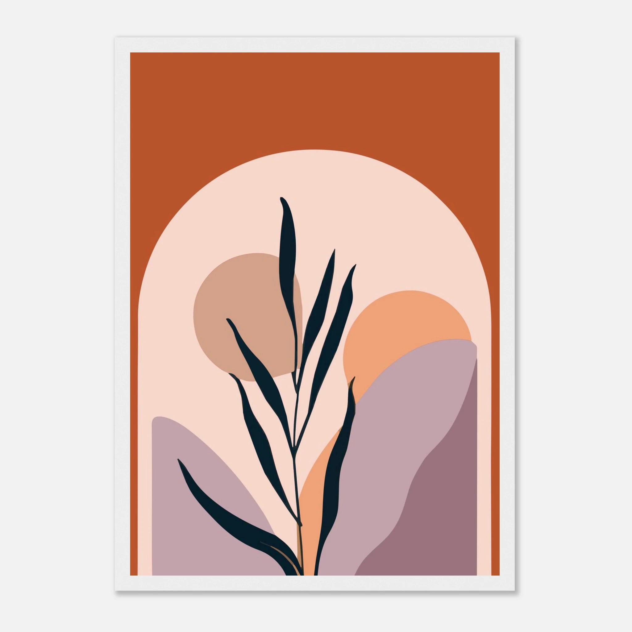 White frame A3 (29.7 x 42 cm) - Botanic Sunrise Modern Abstract Wall Art - Jerin