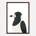 Dark wood frame - Magpie – Minimalist Australian Bird Art Print | Native Wildlife Poster for Home or Classroom - Play By Print