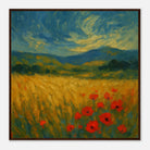 Dark wood frame 70x70 cm 28x28″ - “Whispers in the Wheat” | Dreamy Poppy Field Landscape - Play By Print