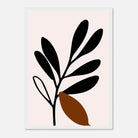 White frame - Black Botanical Silhouette with Terracotta Leaf Wall Art - Jerin
