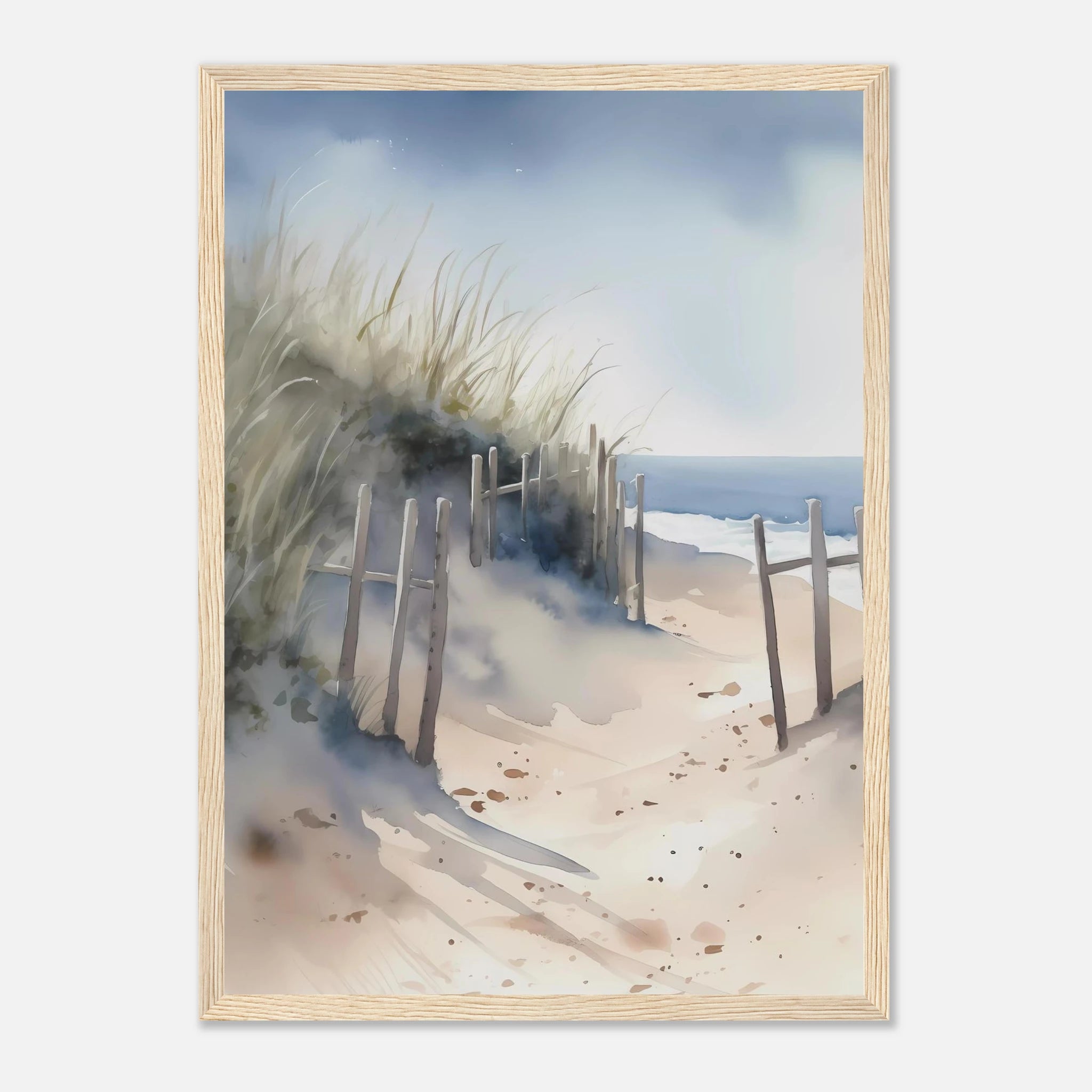 Wood frame - Windswept Shoreline Path – Coastal Art Print - Play By Print