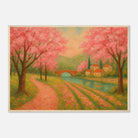Wood frame A1 (59.4 x 84.1 cm) - Spring Cherry Blossom Lane – Pink Blossoms by the River Art Print - Play By Print