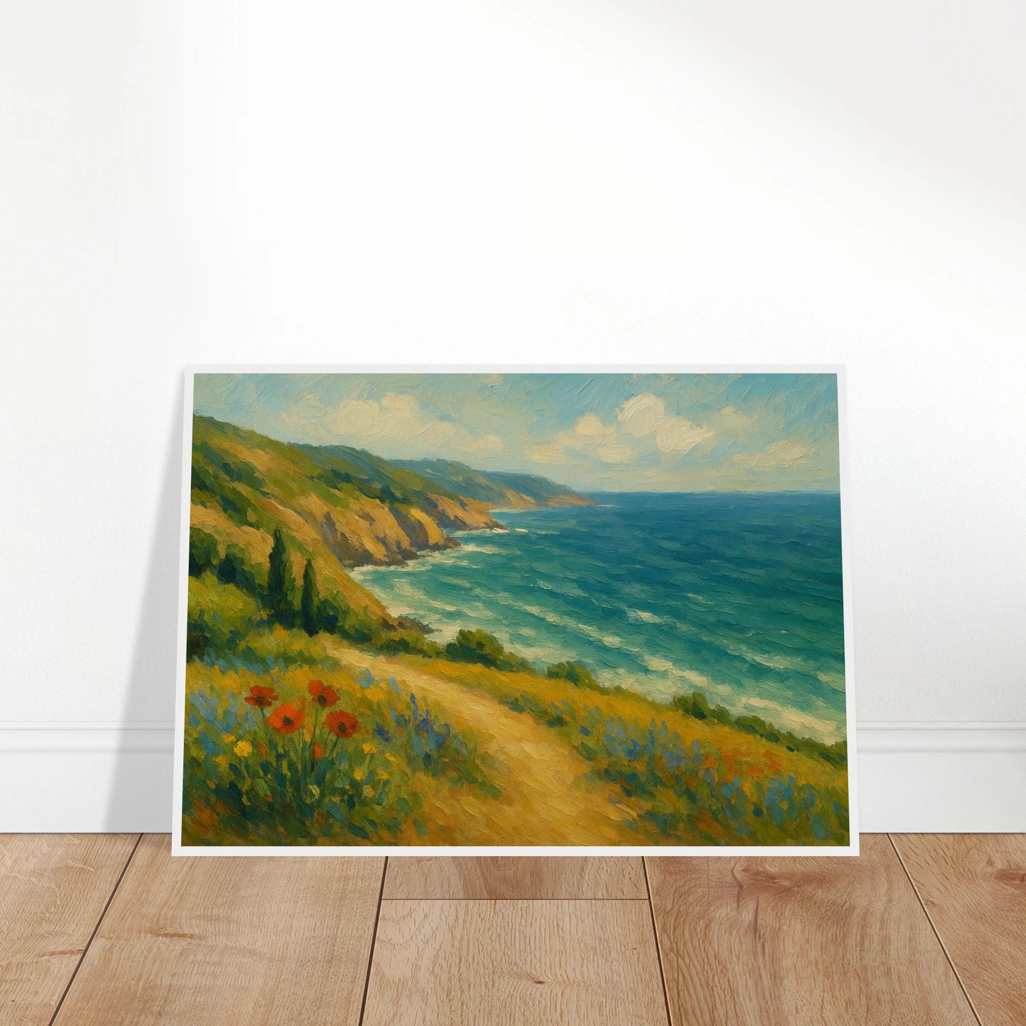# all-groups - “Coastal Wildflowers & Whispering Waves” | Ocean Cliff Landscape - Play By Print