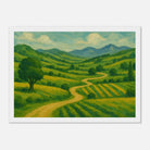 White frame 21x29.7 cm 8x12" - “Winding Through Green” | Rolling Hills Countryside Print - Play By Print